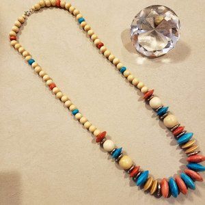 Wonderful Faux Turquoise and Bead necklace 30"